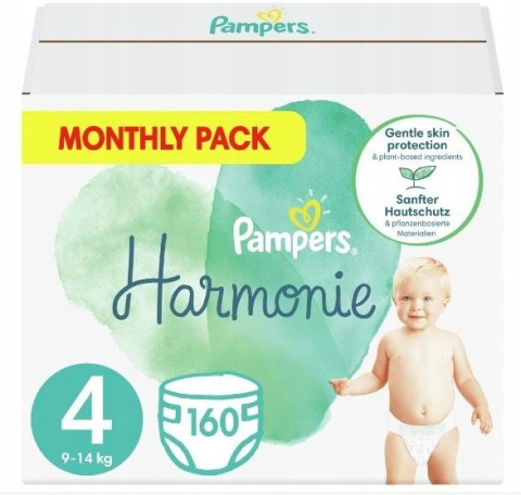 Pampers Harmonie Rozmiar 4 160 pieluszki 9kg-14kg Pampers Harmonie Rozmiar 4 160 pieluszki 9kg-14kg