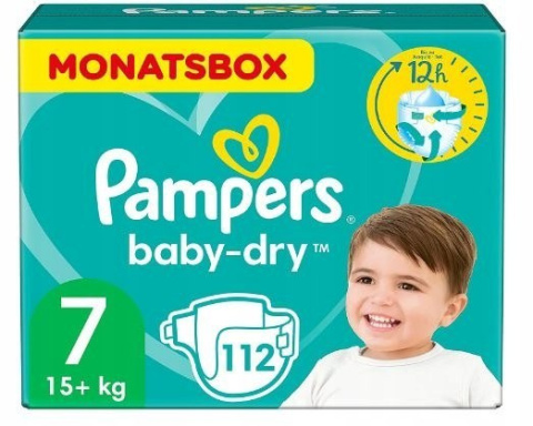 Pampers Pieluszki Baby Dry Rozmiar 7 waga15+ 112sz Pampers Pieluszki Baby Dry Rozmiar 7 waga15+ 112sz