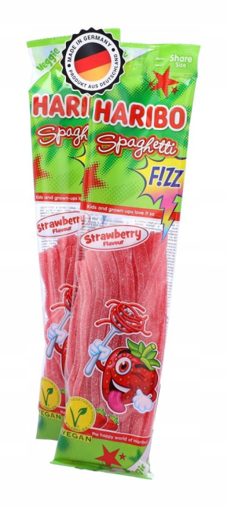 Żelki Kwaśne Spaghetti HARIBO Truskawkowe 200g DE