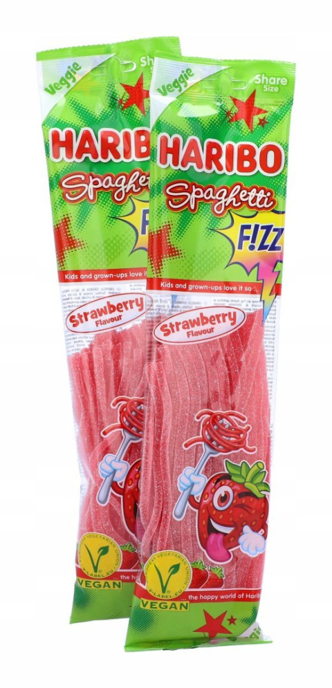 Żelki Kwaśne Spaghetti HARIBO Truskawkowe 200g DE