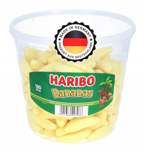 Żelki Pianki Owocowe HARIBO Bananowe Banany 150 sztuk / 1050g Niemieckie
