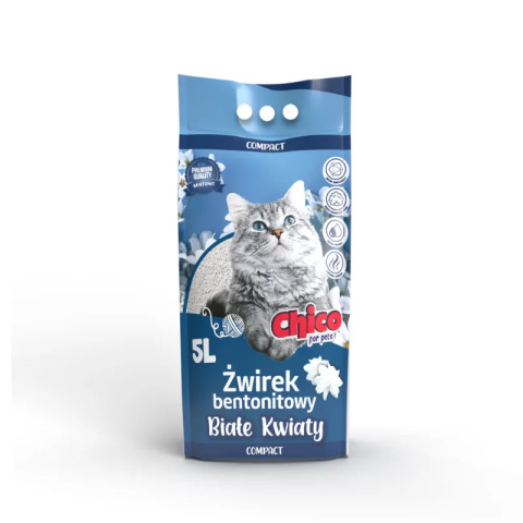 CHICO Żwirek bentonitowy COMPACT Białe kwiaty 5L CHICO Żwirek bentonitowy COMPACT Białe kwiaty 5L