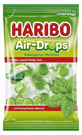 Haribo Cukierki gumowe żelki 100g DE Mentol Eukaliptus Miętowe Air-Drops