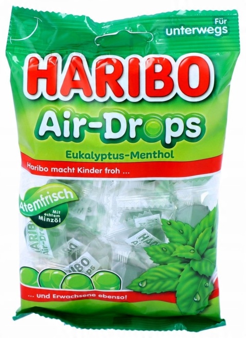 Haribo Cukierki gumowe żelki 100g DE Mentol Eukaliptus Miętowe Air-Drops