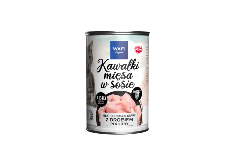 WAFI puszka kawałki mięsne dla kota z drobiem 415g WAFI puszka kawałki mięsne dla kota z drobiem 415g