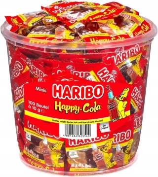 Żelki Haribo Happy Cola 100 mini torebek 980g DE