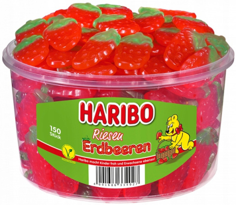 Żelki Haribo Truskawkowe Truskawki Owocowe 150sztuk Riesen Wegetariańskie Żelki Haribo Truskawkowe Truskawki Owocowe 150sztuk Riesen Wegetariańskie