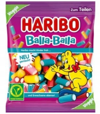 Haribo Balla-Balla Veggie Żelki Owocowe Mix Pałeczki 160 g - Kolorowa przyjemność bez żelatyny