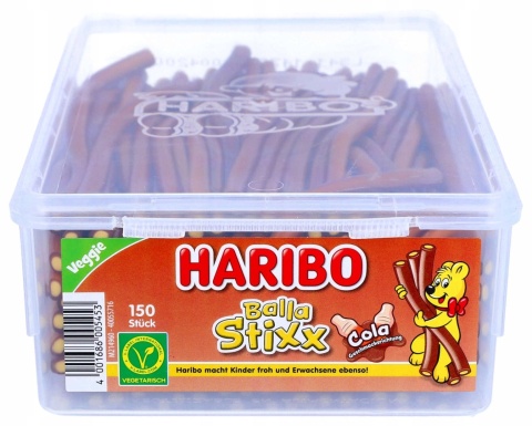 Haribo Balla Stixx Cola 150 szt. 1125g żelki colowe bez żelatyny