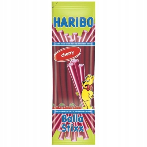 Haribo Balla Stix Wiśniowe 200g - Owocowe pałeczki o intensywnym wiśniowym smaku