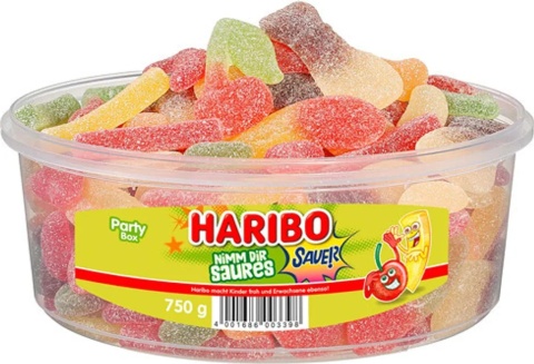 Haribo Nimm Dir Saures 750 g - Owocowa mieszanka kwaśnych żelków w dużym opakowaniu Haribo Nimm Dir Saures 750 g - Owocowa mieszanka kwaśnych żelków w dużym opakowaniu