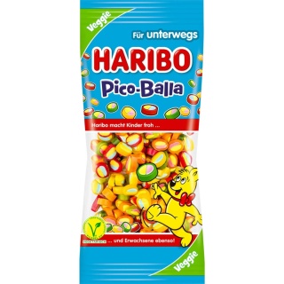 Haribo Pico Balla 65g - Kolorowa guma owocowa z dwustronnym nadzieniem cukierniczym