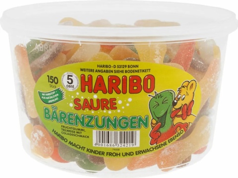 Haribo Żelki Jeżyki 1350 g DE - Kwaśne języki misia, oryginalne opakowanie Haribo Żelki Jeżyki 1350 g DE - Kwaśne języki misia, oryginalne opakowanie