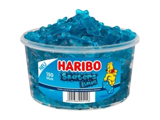Haribo Żelki Niebieskie Deskorolki 1200g 150 sztuk Owocowe żelki malinowe Skaters Blue