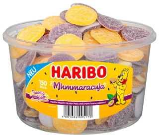Haribo Żelki Owocowe Mhmmaracuja 150 szt. 1200 g - Oryginalne niemieckie wiaderko