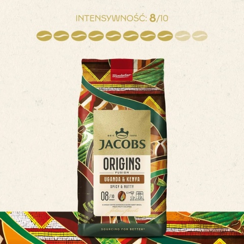Jacobs Origins Fusion Uganda Kenya 1 kg kawa ziarnista intensywna afrykańska