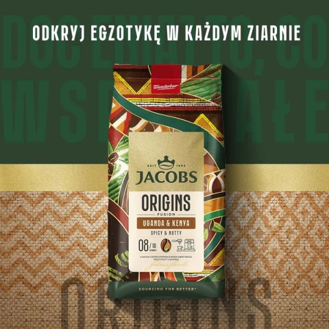 Jacobs Origins Fusion Uganda Kenya 1 kg kawa ziarnista intensywna afrykańska