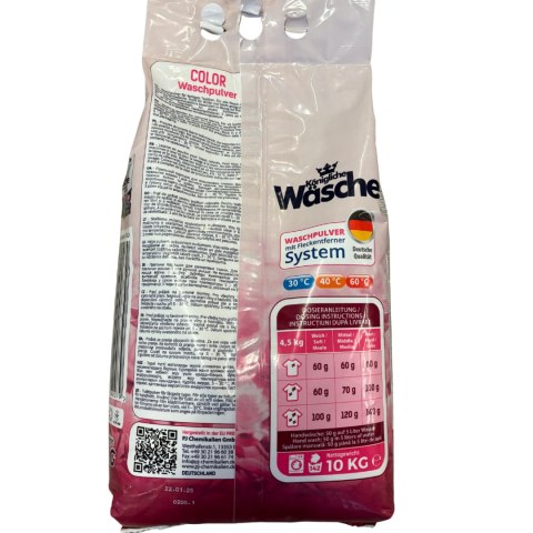 Königliche Wäsche Proszek do prania kolorów 10 kg DE - 142 prań Königliche Wäsche Proszek do prania kolorów 10 kg DE - 142 prań