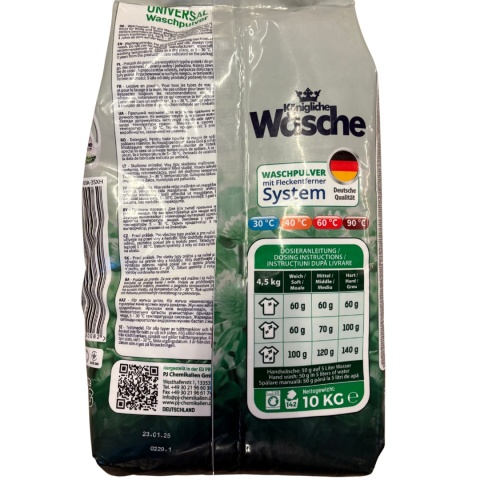 Königliche Wäsche Proszek do prania uniwersalny 10 kg DE - 142 prań Königliche Wäsche Proszek do prania uniwersalny 10 kg DE - 142 prań