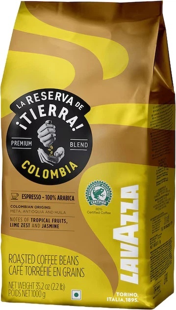 Lavazza Tierra Colombia kawa ziarnista 1 kg 100% Arabica średnie palenie owocowo kwiatowy aromat