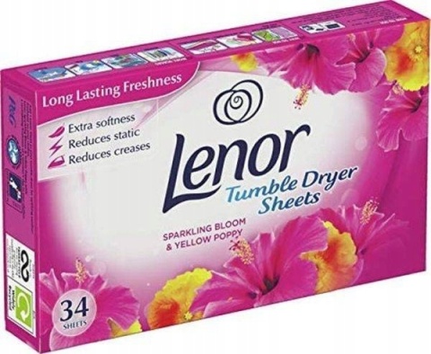 Lenor Pink Blossom Chusteczki zapachowe do suszarki 34 szt. Sparkling Bloom & Yellow Poppy Lenor Pink Blossom Chusteczki zapachowe do suszarki 34 szt. Sparkling Bloom & Yellow Poppy