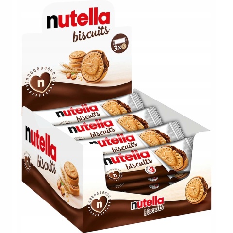 Nutella Biscuits 3 ciastka 41,4 g - Kruche ciasteczka z kremem orzechowo-czekoladowym Nutella Biscuits 3 ciastka 41,4 g - Kruche ciasteczka z kremem orzechowo-czekoladowym