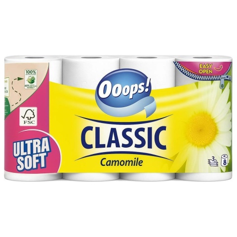 OOOPS! Classic Camomile papier toaletowy 8 rolek 3-warstwowy