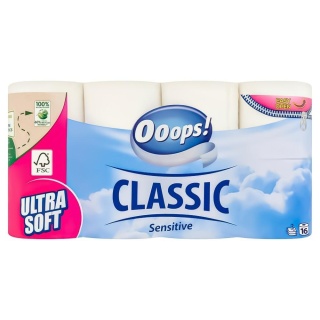 OOOPS! Classic Sensitive papier toaletowy 16 rolek 3-warstwowy