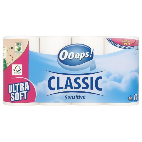 OOOPS! Classic Sensitive papier toaletowy 8 rolek 3-warstwowy