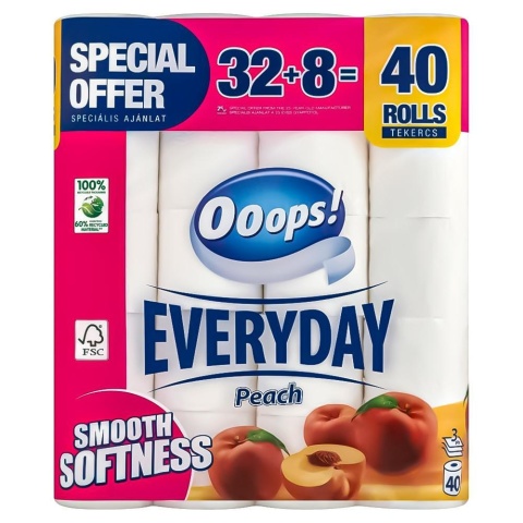 OOOPS! Everyday Peach papier toaletowy 40 rolek 3-warstwowy brzoskwiniowy