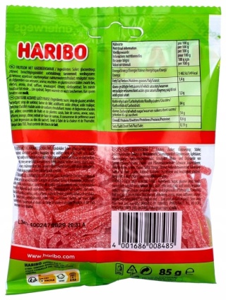 Haribo Żelki Owocowe Kwaśne Spaghetti Sauer makaroniki red 85g