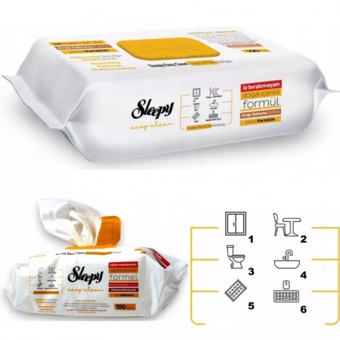 Sleepy Chusteczki Czyszczące Uniwersalne Easy Clean Yellow 100 sztuk eukaliptus