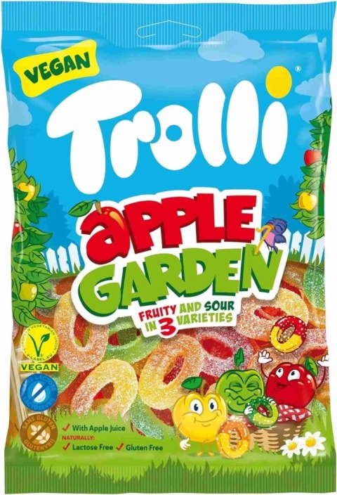 Trolli Apfel Garten żelki jabłkowe kwaśne 150 g wegańskie 3 rodzaje smaków