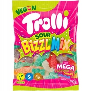 Trolli Bizzl Mix Żelki Kwaśne Owocowe 150g - Wegańskie