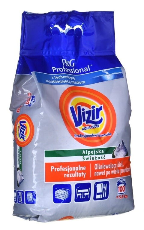 Vizir Professional Aqua Puder Alpine Fresh Proszek do Prania Białego 5,5 kg 100 prań