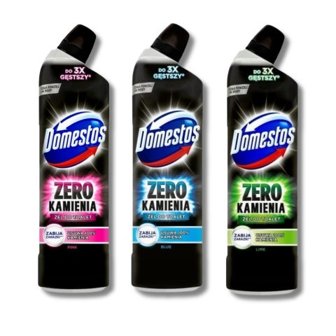 Domestos zestaw żeli do WC zero kamienia (3x 750 ml) zielony, niebieski, różowy