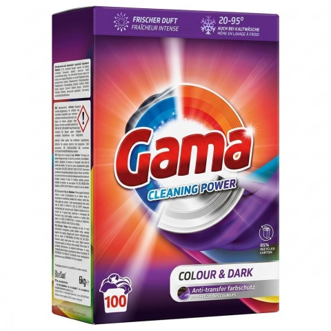 Gama/Vizir proszek do prania kolorów i ciemnych czarnych tkanin 6kg 100 prań Color&Dark