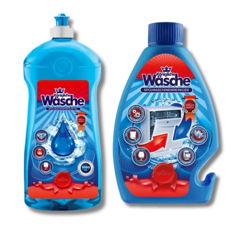 Königliche Wäsche Zestaw do zmywarki - Tabletki 68 szt., Sól 1,5 kg, Nabłyszczacz 1l, Czyścik 250ml, 3x Zapach