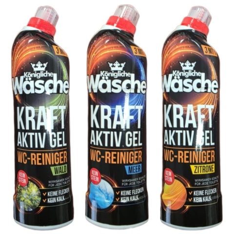 Königliche Wäsche zestaw żeli do WC (3 x 750 ml) Blaues Meer + Grüner Wald + Gelbe Zitrone