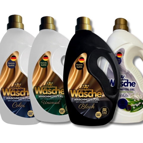 Königliche Wäsche zestaw żeli do prania 424 prania (3,2 l x 4) - Kolor, Biały, Czarny, Uniwersalny