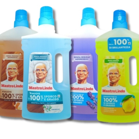 Mr Lindo Proper Zestaw płynów do podłóg 4w1 (4 x 930 ml) Delikatne kwiaty, Lawenda, Cytryna, Do podłóg drewnianych