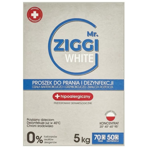 Mr. ZIGGI Proszek do prania białego 5kg 70 prań White dezynfekujący
