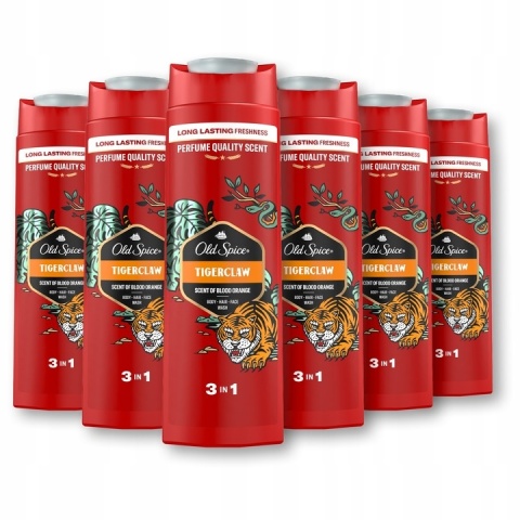Old Spice Tiger Claw żel pod prysznic i szampon dla mężczyzn 3w1 zestaw 6 x 400 ml
