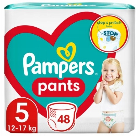 Pampers Pants 5 Junior 48 szt pieluchomajtki łatwa zmiana ochrona 12h