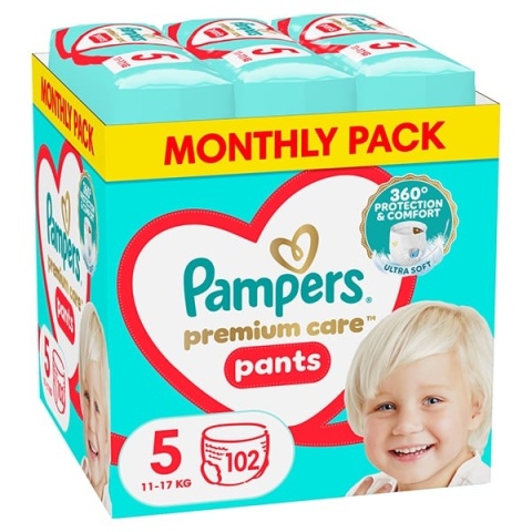 Pampers Premium Care Pants 5 102 szt pieluchomajtki miękkie 12h ochrona