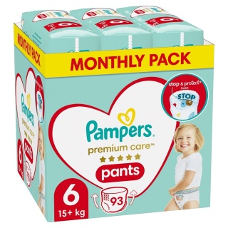 Pampers Premium Care Pants 6 93 szt pieluchomajtki miękkie ochrona 12h