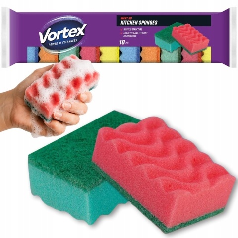 VORTEX gąbki kuchenne Wave 10 szt