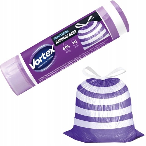 VORTEX worki na śmieci 60L HDPE z taśmą 10 szt