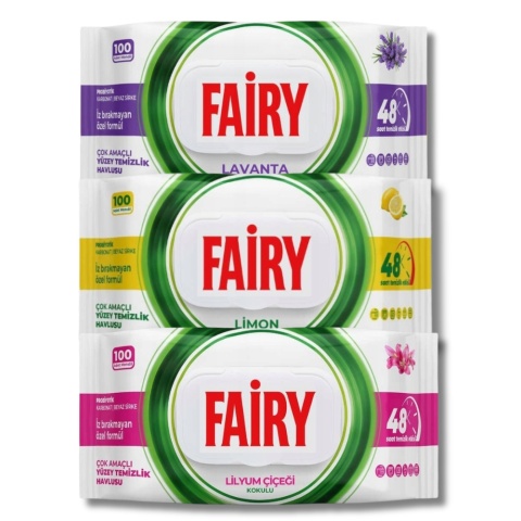 Zestaw chusteczek czyszczących Fairy 3w1 300 sztuk Lavender + Lemon + Lily
