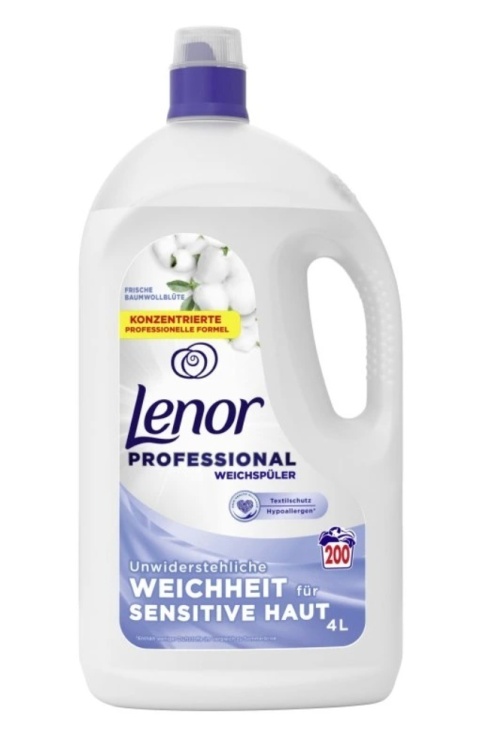 Zestaw płynów do płukania Lenor Professional 2w1 400 płukań 2 x 4 l Sensitive Kwiat Bawełny + Morska Bryza